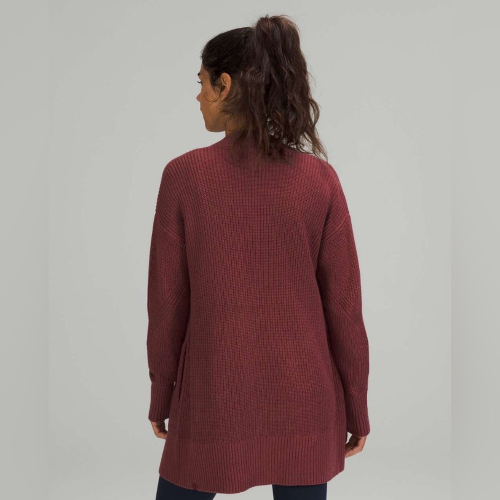 Lululemon Cashlu Sweater Wrap Cardigan in Heathered‎ Mulled Wine Sz S - Picture 2 of 14